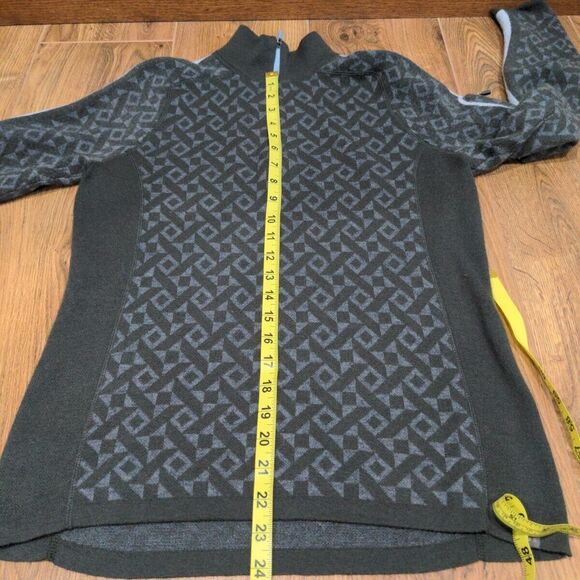 Title Nine Womens Super Power 1/4 Zip Merino Blend Sweater Size Small Green/Gray - Picture 10 of 11